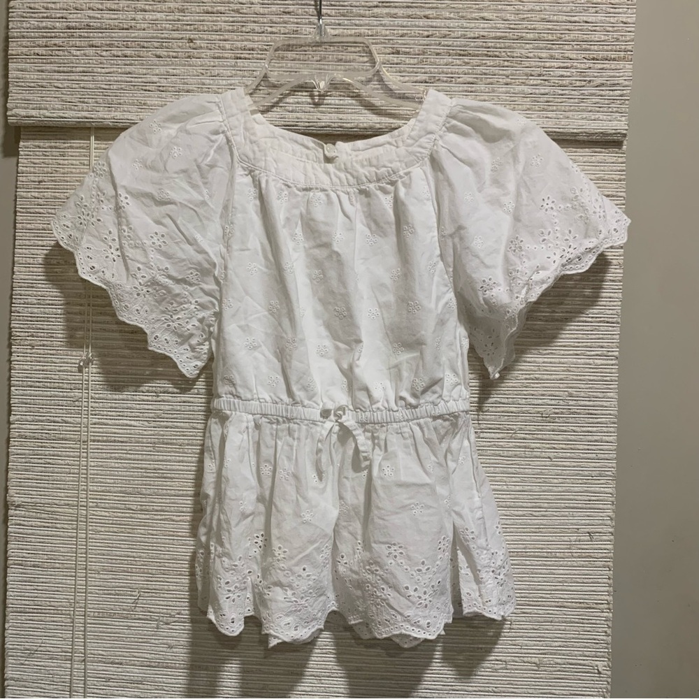 White Eyelet Peplum Blouse